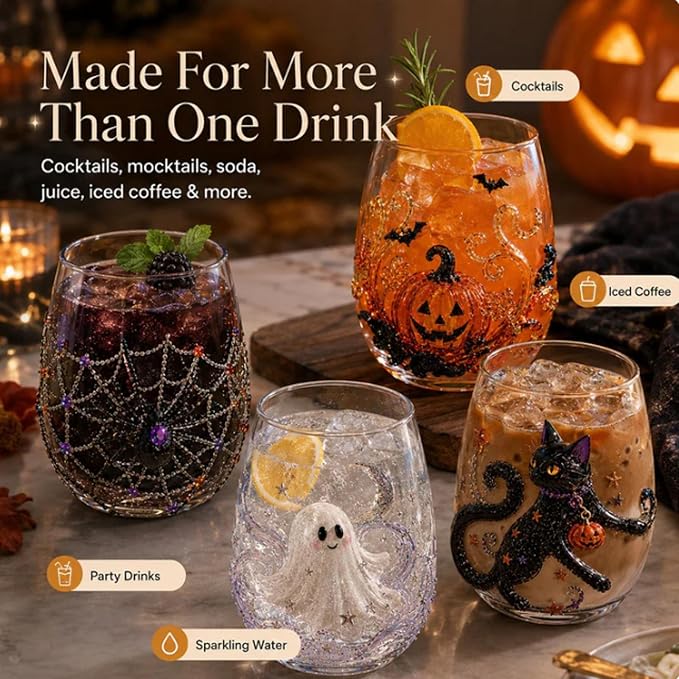 3D Halloween Artisan Glassware Collection Halloween Glass Cups | Drinking Glass - Image 5