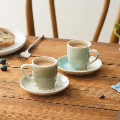 famiware 3oz Espresso Cups and Saucers, Stoneware Demitasse Cup - Image 5