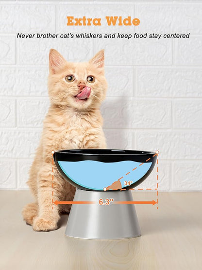LoeJan Elevated Cat Food and Water Bowls Set, Extra Wide and Raised Ceramic - Image 4