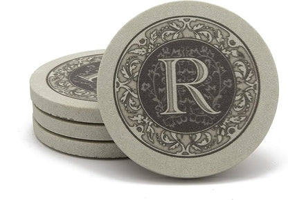 Thirstystone Monogram Round Natural Sandstone Coaster 4 Pack | 4" Diameter - Image 4