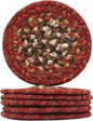 Homespice Chester Jute Braided Cabin Coasters 4", Warm Lodge and Cabin Decor, Set of 6, Red - Durable, Absorbs Moisture, Easy to Clean and Protects Furniture