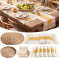 6 Sets Boho Decoration Placemats Round Woven Placemats, Cloth Napkins, Wood by Gandeer