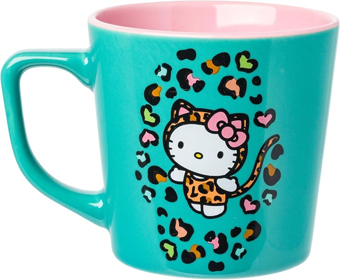Silver Buffalo Sanrio Hello Kitty Leopard, Wide Latte Ceramic Mug, 17oz | 0.5 - Image 2