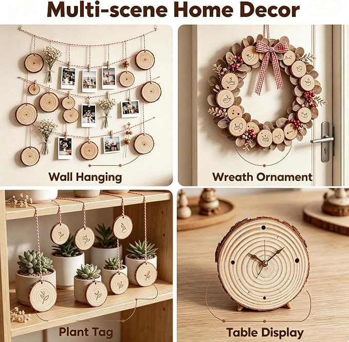 50Pcs Wood Slices for Crafts, 2.4"-2.8" Unfinished Wood Circles for Crafts - Image 2