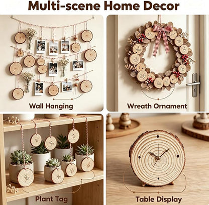 50Pcs Wood Slices for Crafts, 2.4"-2.8" Unfinished Wood Circles for Crafts - Image 2