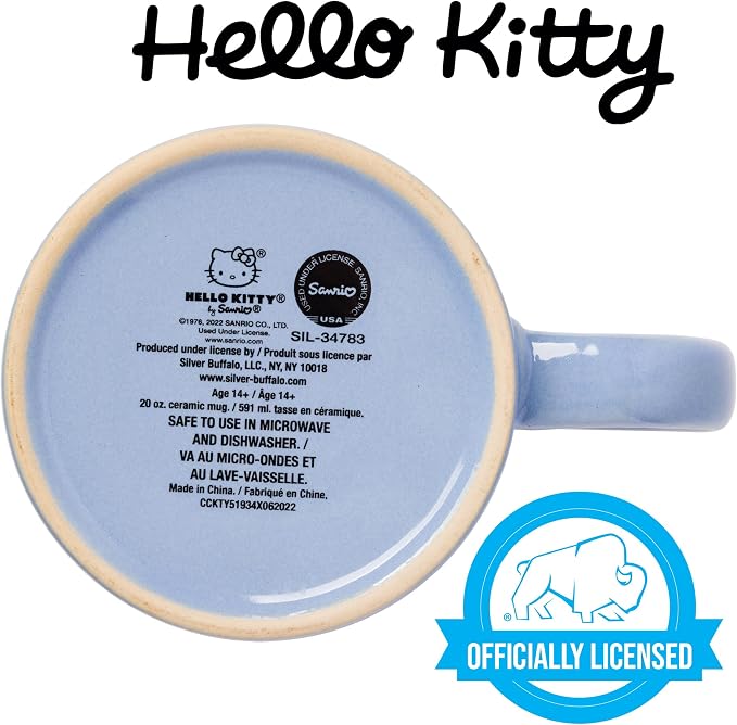 Silver Buffalo Sanrio Hello Kitty, Wax Resist Ceramic Pottery Mug, 20oz | 0.59 - Image 4