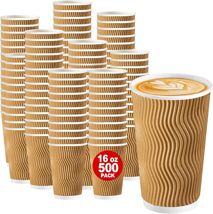 Lamosi 500 Pack Coffee Cups 16 oz, Disposable Paper Coffee Cups No Lids | by BuyNow