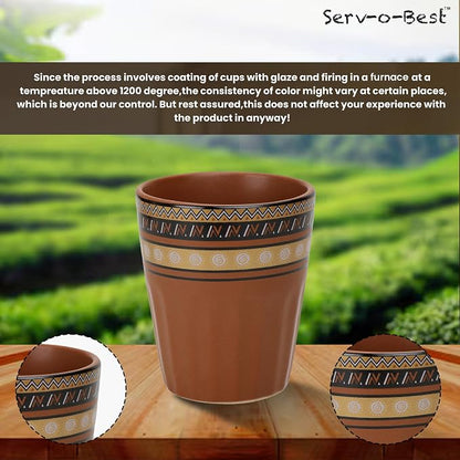 Servo Best Handmade Ceramic Kulhad Tea Cups Set of 6, Glazed Kulhar Cups - Image 7