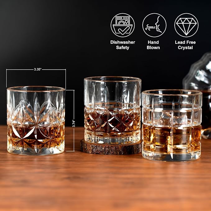 Whiskey Glasses Set of 6, 12oz Old Fashioned Whiskey Glasses Gift - Image 4