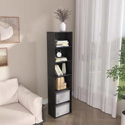 Wooden 6 Cube Storage Organizer, Vintage Brown 6 Cube Storage Shelf, 6 Tier Closet Organizers Storage Cubes Display Cubby for Any Space (Black, 6 Cube-W(15.7inch))