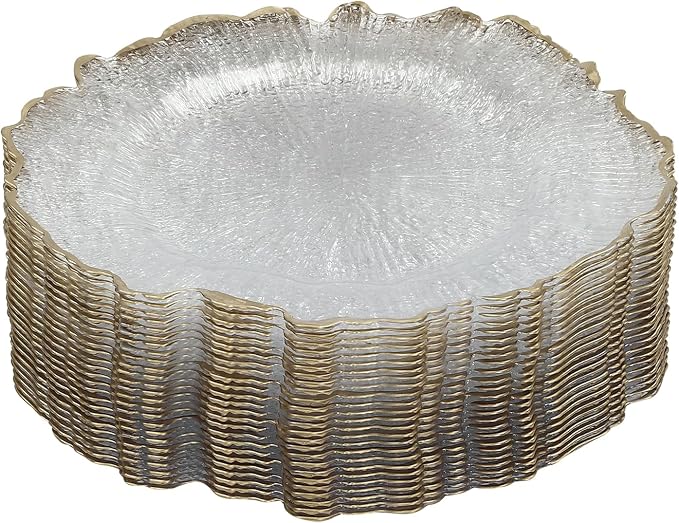 25 Pack Reusable Plastic Clear Charger Plates, 13 Inch Charger Plates by Unknown