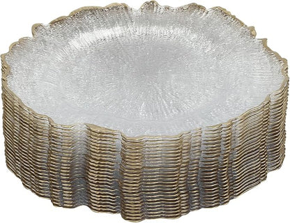 25 Pack Reusable Plastic Clear Charger Plates, 13 Inch Charger Plates by Unknown
