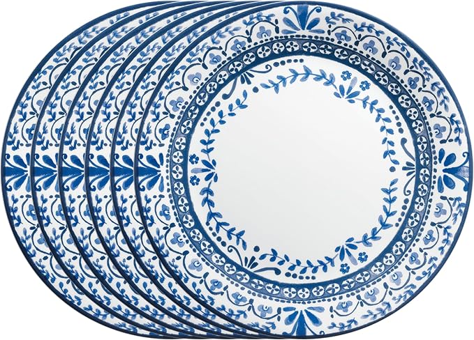 Corelle Vitrelle 6 PIECE Dinner Plates Set Triple Layer Glass and Chip Resistant by Corelle