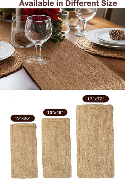 Pack of 1 Handwoven Rectangle Jute Braided Table Runner 13 x 36 Inch, 100% - Image 6