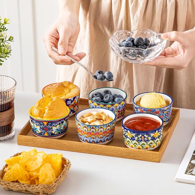 vancasso 4 Oz Ramekins Oven Safe Set of 6, Ceramic Baking Souffle Dishes | - Image 6