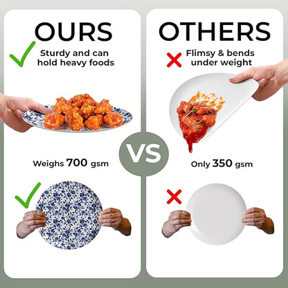 Trendables Heavy Duty Paper Plates Set For 32 Guests - 32 Each Of 8-inch And 10-inch Disposable Plates For Party - Fancy 64 Piece Dinnerware Set For All Occasions | Floral Design, Bluebelle