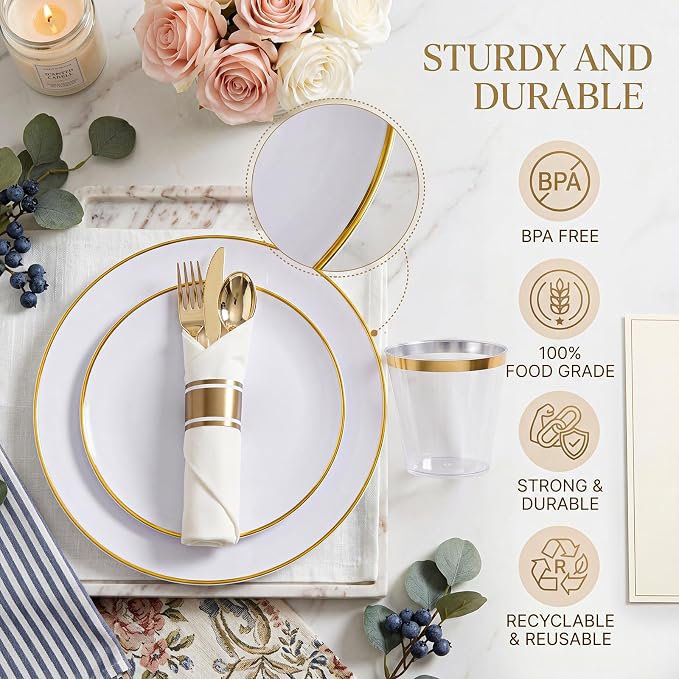 KIRE 175PCS Gold Plates Disposable - Image 3