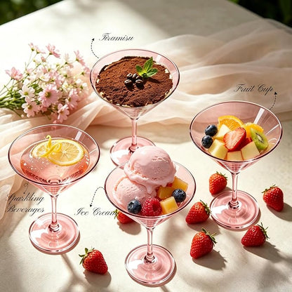 Plastic Martini Glasses Set of 24, 9 oz Pink Cocktail Cups | Unbreakable - Image 3