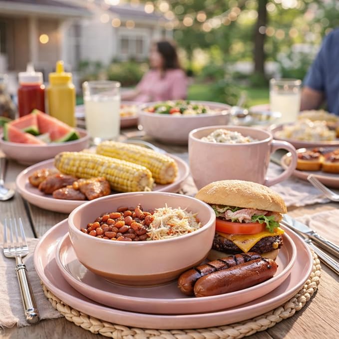AmorArc Dinnerware Sets for 4, 12 Pieces Ceramic Plates and Bowls Set | Scratch - Image 7