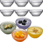3in 2.5oz Small Clear Glass Ramekins Custard Bowls, 10 Pack Mini Glass Dipping Sauce Cups Pinch Bowl, Little Kitchen Condiment Ingredient Prep Salad Dishes, Dishwasher Microwave Freezer Safe