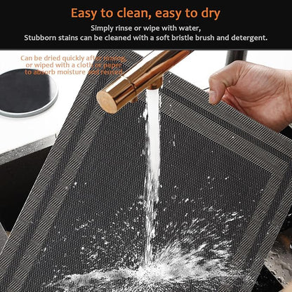Black Gold Vinyl Placemats Set of 12, Heat Resistant Table Placemats | 18x12 - Image 5
