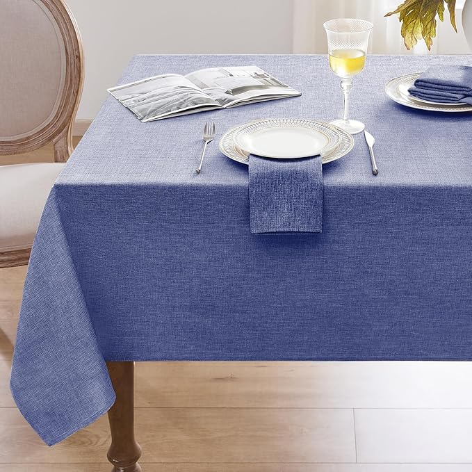 Softalker Blue Tablecloths Rectangular 84x60 inch Linen Textured Table Cloth Waterproof, Stain and Wrinkle Resistant, Outdoor Table Cloth for 6 Foot Rectangle Tables Decor for Party Holiday Birthday