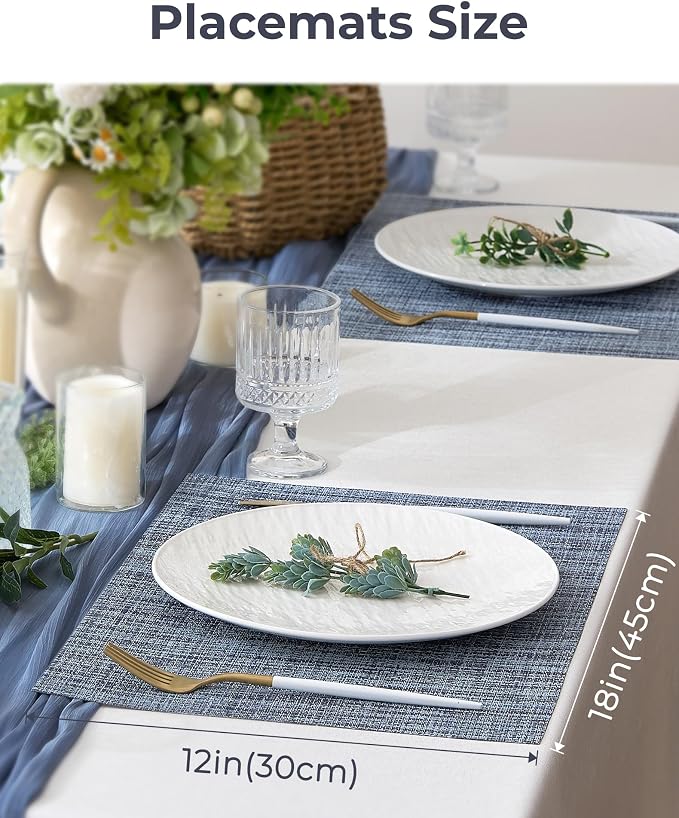 Leetaltree Deep Navy Woven Placemats Set of 12 - Image 4