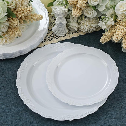 Upassion 100 Pieces White Plastic Plates - Image 7