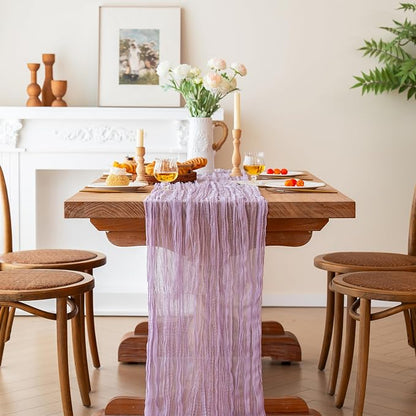 Lilac Cheesecloth Table Runner Wedding Baby Shower Home Boho Decor | 35x120 - Image 4