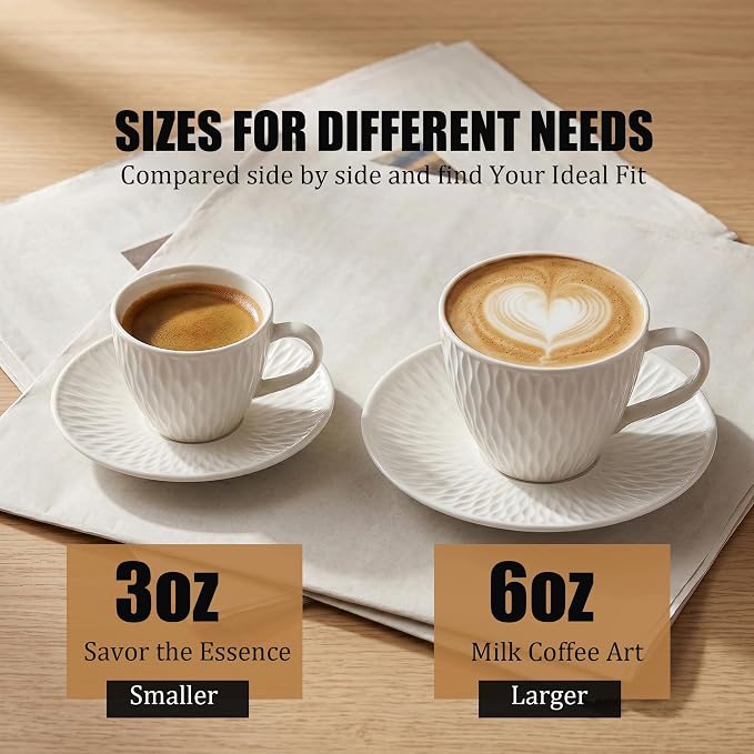 3-Ounce Espresso Cups Set of 6, Mini Coffee Cups - Image 6