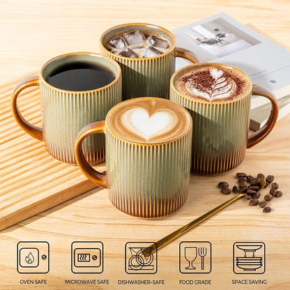 theterra Ceramic Coffee Mugs Set of 4, 14.2 oz Coffee Cups - Image 4