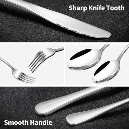 40-Piece Silverware Set, CXJY Stainless Steel Flatware Cutlery Set Service - Image 3