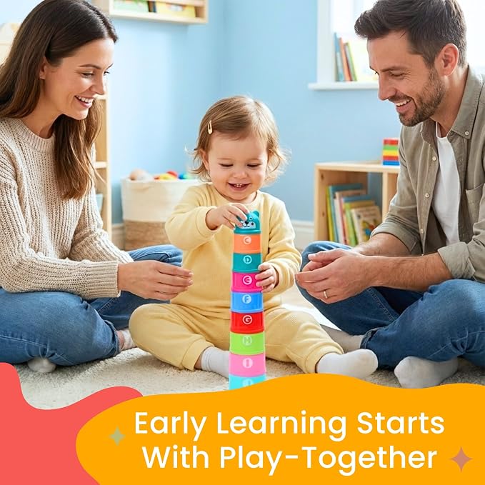 Educational Stacking Toys for Toddlers 1–3 | Numbers & Alphabet Stacking Cups - Image 4