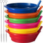 20 Oz Cereal Bowls with Built-In Straws BPA-Free Kids Bowls | Reusable Plastic by JoyServe