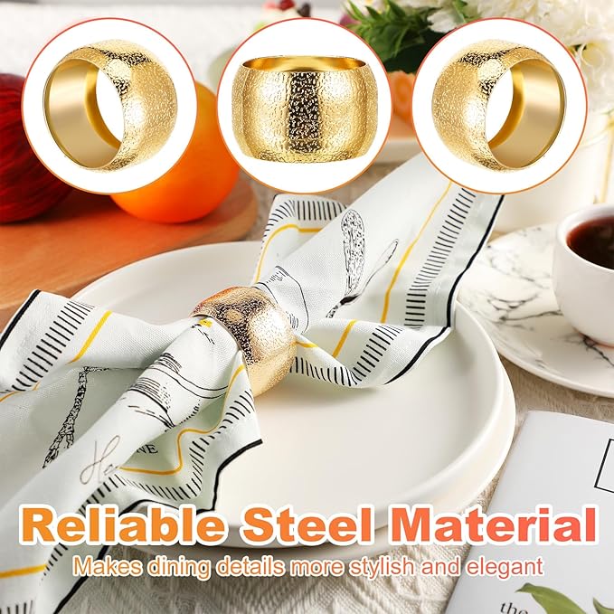 Lallisa 100 Pcs Gold Napkin Rings Bulk Metal Classic Brass Napkin Ring Holders - Image 3