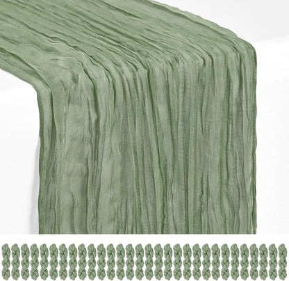 Showgeous 30 Pack Sage Green Cheesecloth Table Runner, 17 x 108 Inches | Boho by Showgeous