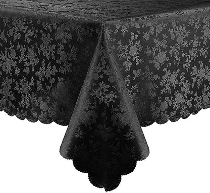 Smiry Rectangle Table Cloth, Waterproof Heavy Duty Vinyl Tablecloths, Wipeable Washable Table Cover for Kitchen and Dining Room (Black, 60" X 84")