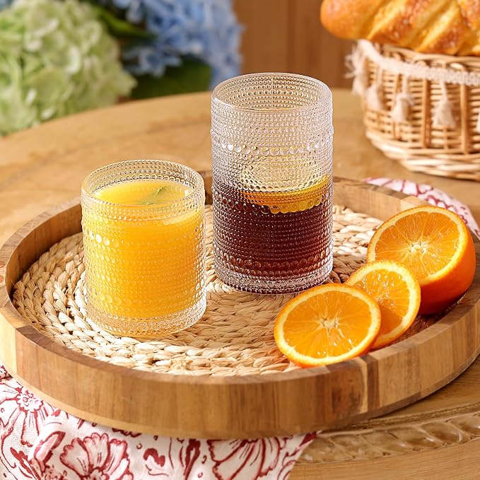 Moretoes Vintage Hobnail Drinking Glasses Set of 12 | 15 Oz Highball Glasses & - Image 5