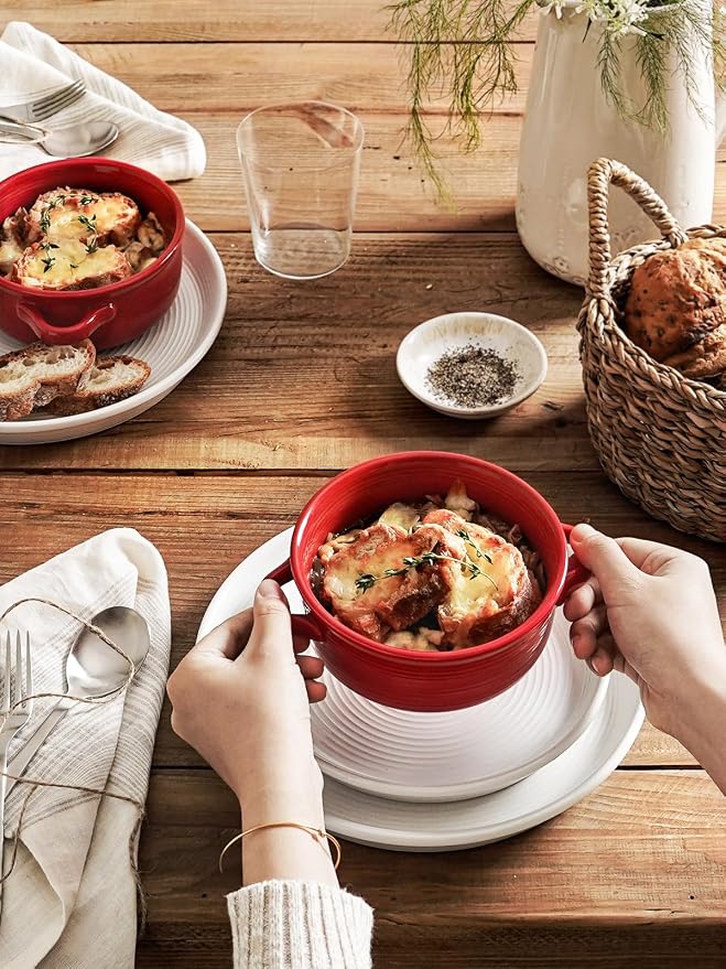 LE TAUCI Soup Bowls with Handles - 22 oz Lead-Free Ceramic French Onion Crocks - Image 6