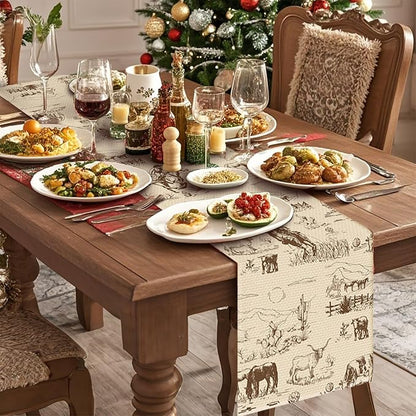 Cowboy Farm Table Runner Seasonal Spring Fall Kitchen Dining Linen Table - Image 3