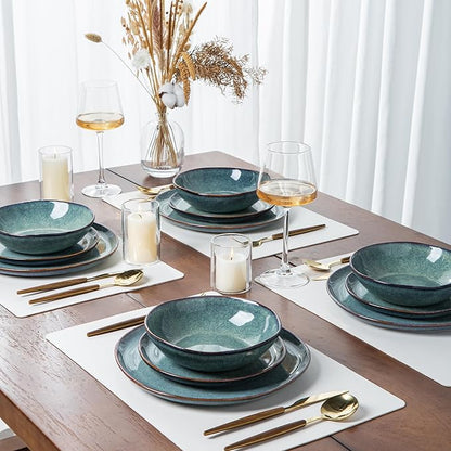 AmorArc Ceramic Dinnerware Sets,Handmade Reactive Glaze Stoneware Plates and Bowls Sets,Highly Chip and Crack Resistant | Dishwasher & Microwave Safe Dishes Set,Service for 8 (24pc)