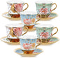 Teenyyou Set of 6 Tea Cups and Saucers Tea Party Decorations Floral Porcelain by Teenyyou