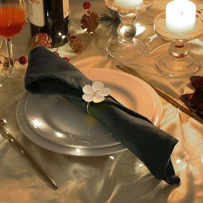 Lewondr Napkin Rings 12 Pack Flower Napkin Holders Dinner Table Rings White | - Image 7