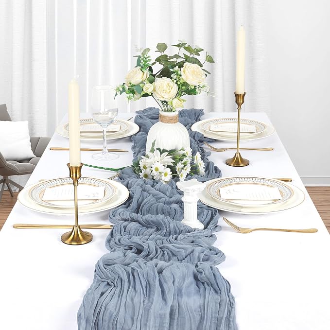10 Pack 17 x 108 Inch Dusty Blue Table Runner Cheesecloth | Gauze Cheese Cloth - Image 3
