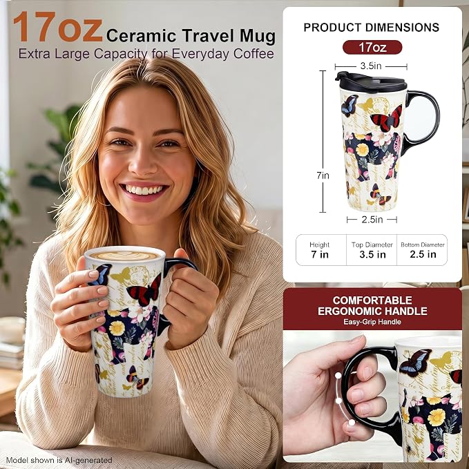 Topadorn 17oz Ceramic Travel Mug - Image 2