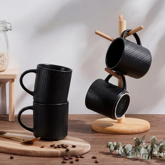 E-far Coffee Mugs Set of 4, 12 oz Stoneware Coffee Cups - Image 7