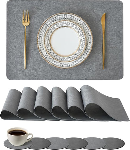 Leetaltree Reversible Faux Leather Placemats and Coasters Set of 12, 12x17 Inch by Leetaltree-ArtatEveryTable
