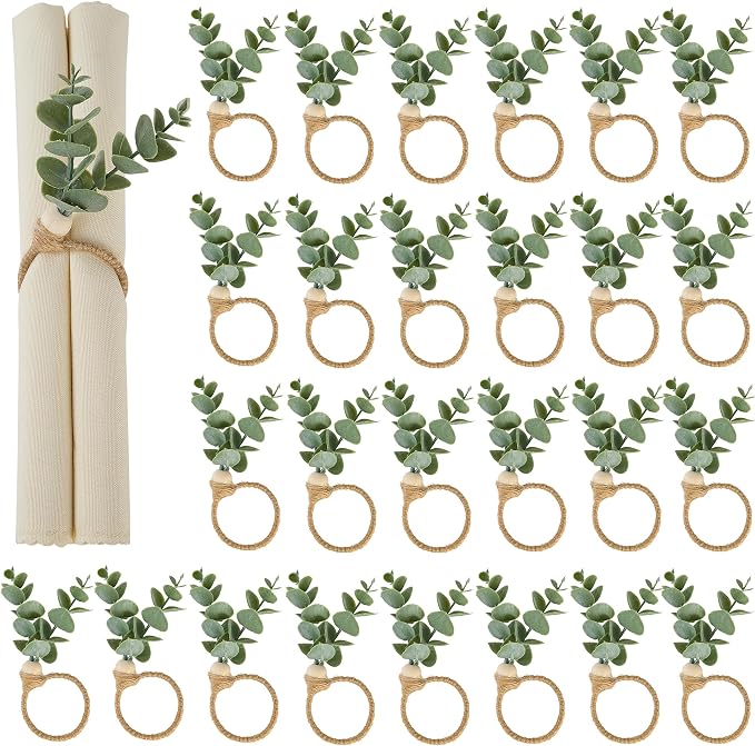 APTWOW 50PCS Napkin Rings, Easter Napkin Rings, Wood Bead Farmhouse Napkins by APTWOW