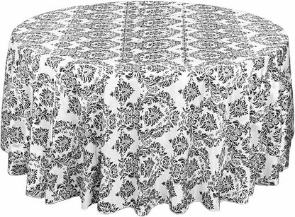 Efavormart 120" Black Velvet Flocking Damask Tafetta Round Tablecloth - Image 7