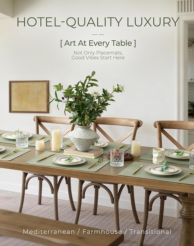 Leetaltree Reversible Faux Leather Placemats Set of 8, 12x17 Inch, Heat - Image 2